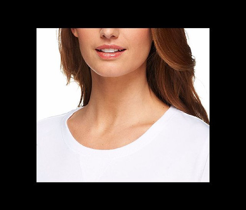 Denim & Co. Top a rayas pintadas de felpa francesa activa oro amarillo XS A252804 - Imagen 3 de 4