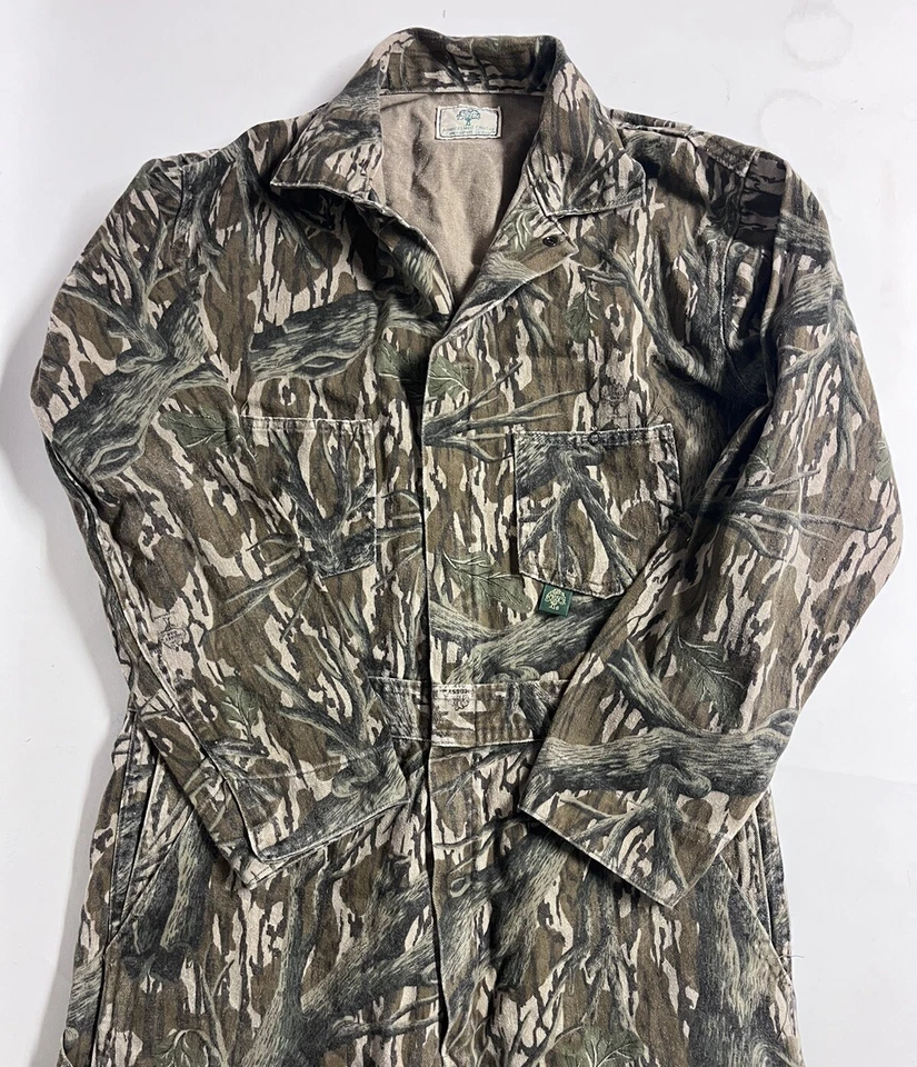Vintage Early Men’s L Mossy Oak USA Treestand Lightweight Camo Hunting Coveralls - Image 4 of 4