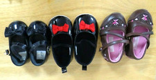 Lot of 3 Girls Baby Shoes Size 6 weeks to 3 months and Size 3