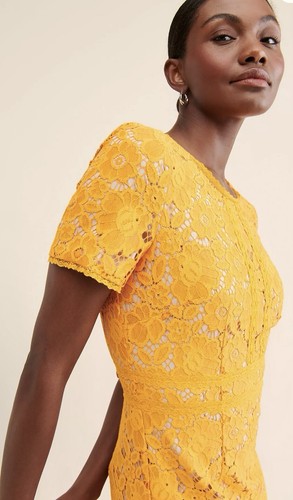 Rachel Parcell Fitted Lace Midi Dress In Orange Size 6 Anthropologie - Picture 5 of 6