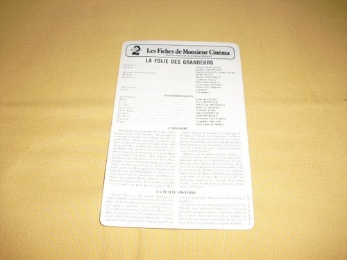 LES FICHES DE MONSIEUR CINÉMA "La folie des grandeurs" Louis de Funes - Picture 2 of 2