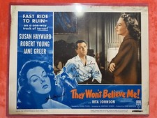 Susan Hayward & Robert Young AUTO Rare Signed Movie Poster THEY WONT BELIEVE ME
