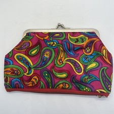 Vintage Small Snap Clutch With Bottom Zip Taiwan Bright Colors Retro Flowers