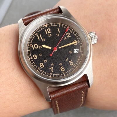 Sterile Oil Crow Dial Pilot Automatic Wristwatch Arrow Hands Field Case Sapphire