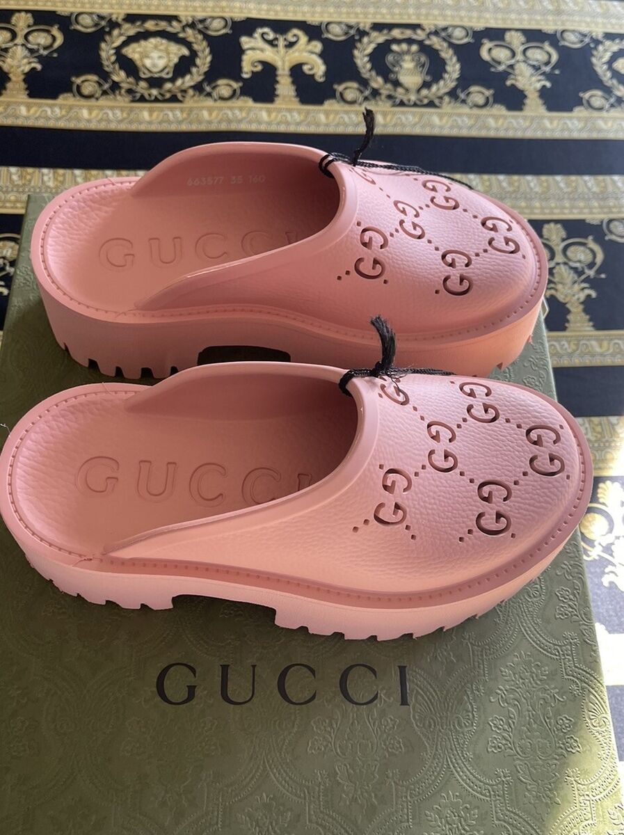 NEW 100% AUTH Gucci Rubber Perforated GG Clogs Slip On NEW 100% AUTH Gucci Rubber Perforated GG Clogs Slip On