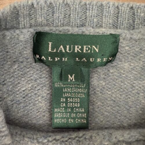 Vintage Lauren Ralph Lauren Lambswool Sweater With Crest Youth Boys M Blue/Green - Picture 4 of 5