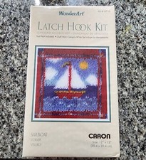 Vintage Caron Wonder Art Sailboat Latch Hook Kit 4716 12" x 12" NEW