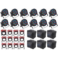  12 Rockville RockPAR50 LED RGB Par Can DJ/Club DMX Wash Lights Cables Bags