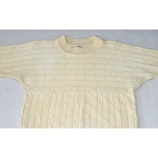 Vintage Wool Sweater Saint Clair Size S 60s Mod Cream Cable Knit Made France