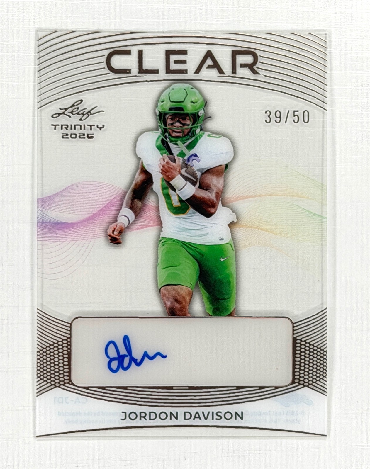 Jordon Davison 2026 Leaf Trinity Clear Auto /50 Oregon