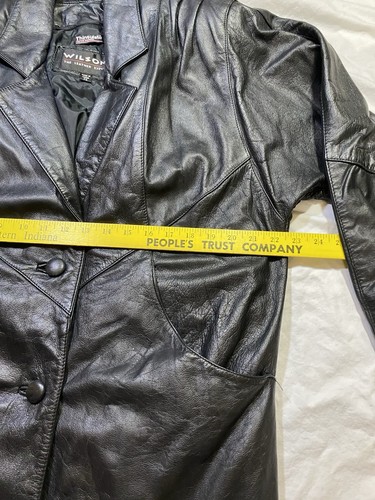 Vintage Wilson Lederjacke Gr. Small langer Mantel Damen Thinsulate Isolierung schwarz - Bild 11 von 14