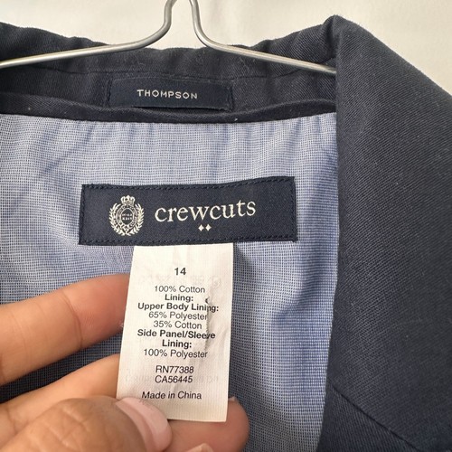 Boys J.Crew Crewcuts Thompson Navy Chino Suit Jacket Blazer Size 14 100% Cotton - Picture 2 of 5