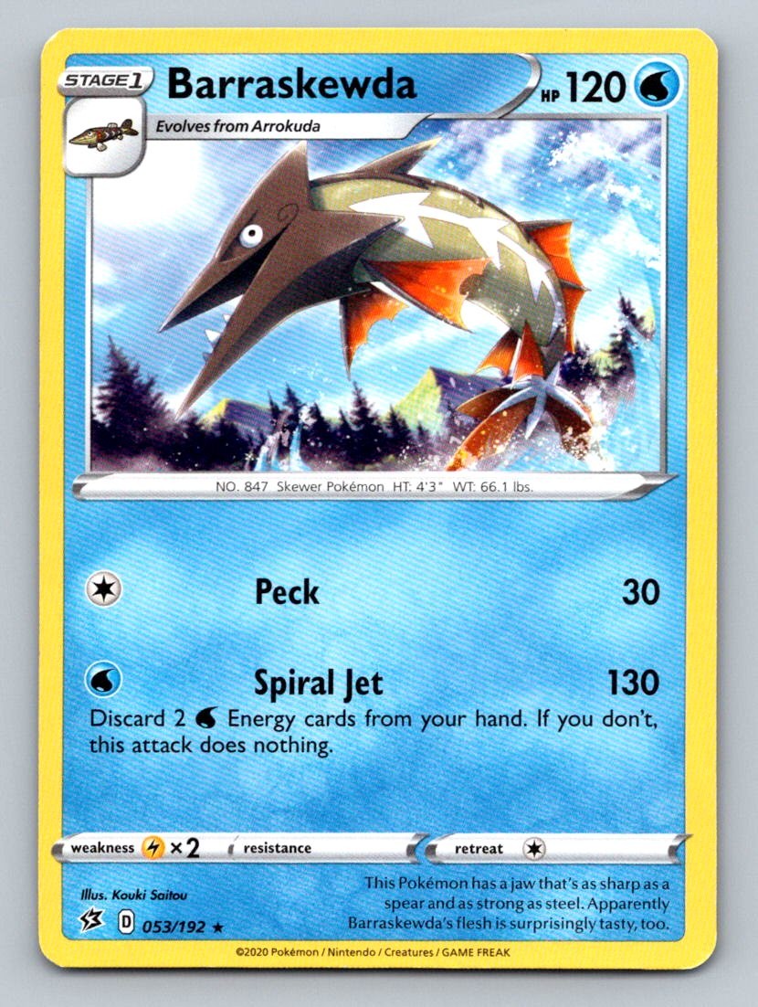 barraskewda pokemon card value Barraskewda (053/192) [Sword & Shield: Rebel Clash] Lightly Played