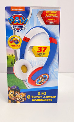 Ekids -Paw Patrol Headphones Bluetooth & Corded Kid Safe Volume 
