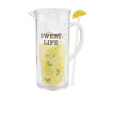 Mud Pie 63 oz 16 oz | stirrer 10 1/2" Acrylic Pitcher Cups Set, Clear