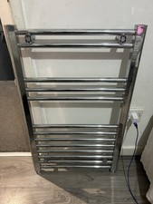 Towel Radiator 800mmx500mm Chrome/Straight With Valve Tails And Plug&Vent
