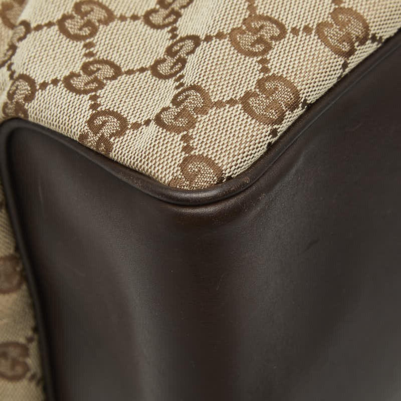 Gucci GG Canvas Shoulder Bag Tote Beige Brown Leather Women Used Authentic thumbnail 5