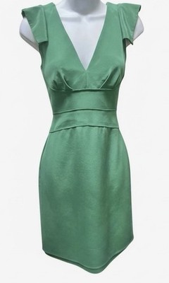 Zac Posen Silk Dress 2 Green Reversible Cowl Deep V-Neck Stretch Zipper  Designer | eBay