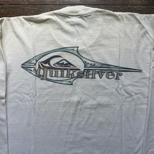 VTG 90s Mens XL White Quiksilver Distressed Worn Surf USA Made Longsleeve Shirt