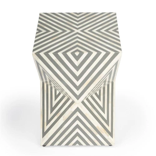 Butler Anais White And Grey Bone Inlay End Table - Picture 7 of 11