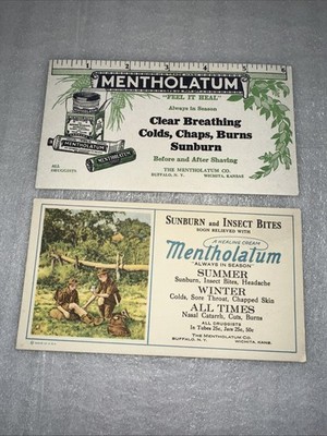 Vintage Advertising Ink Blotter Mentholatum Rub Sunburn Colds Tired Feet Ruler