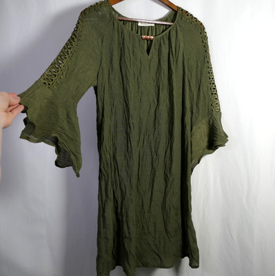 Womens Renaissance Flare Sleeve Festival Dress Size L Forest Fairy Goblincore