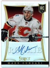 2013-14 Panini Select Rookie Autographs Prizm MARK CUNDARI 203 49/99 Flames Auto