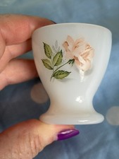 Vintage Arcopal Milk Glass Flower Egg Cup retro Kitch 