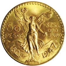 Mexico Gold 50 Pesos 1.2057 ozt Random Year 5266.76 per troy oz