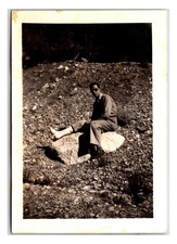 WWII USA Soldier With Leg In Cast - Wounded Soldier of WWII Original Photo