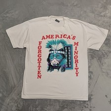 Vintage Shirt Mens L White Single Stitch Americas Forgotten Minority Made in USA