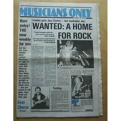 VARIOUS 1979 MUSICIANS ONLY #1 MAGAZINE SEPT 22 1979 1ST ISSUE WITH RICK WAKEMAN