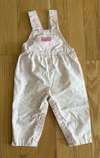 Osh Kosh B'Gosh Vintage Retro Baby Pink Floral Bow Back Overalls Size 24 Mo.