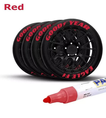 6x RED Tire Letters Waterproof Permanent Paint Marker Pen Car Tires Rubber Metal