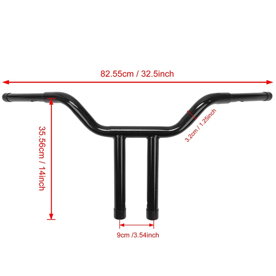 14" MX-T Bars Handlebar Black Fit For Harley Dyna Softail Sportster FLHR Foto 3 de 4