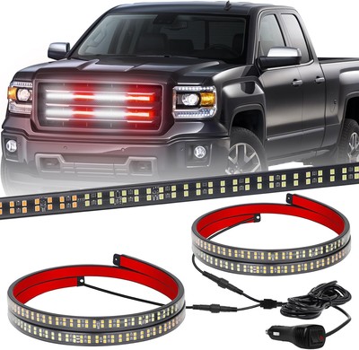 XRIDONSEN 2PCS 24 inch Truck Grill Emergency Lights Strip 288 LED Red/White 