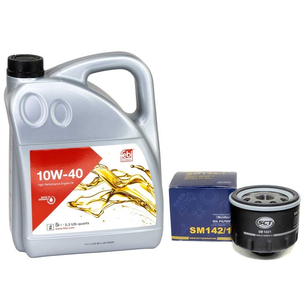 MotoröL Set Febi 10W-40 5 Liter + ÖLfilter SM142/1 FüR Dacia Nissan Opel Renault-image