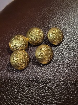 5- Vintage Used Decorative Coat of Arms Gold Tone Coat Button Dancing Lions