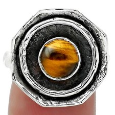 Natural Tiger Eye - Africa 925 Sterling Silver Ring s.8.5 Jewelry R-1468