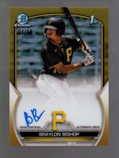 2023 Braylon Bishop Bowman Chrome Prospect Auto Gold Refractor 4/50 Pirates