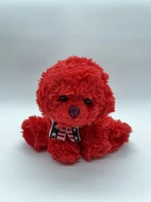 Russ Berrie Red American Flag Bow Muffin Puppy Dog Plush Stuffed Animal 8”