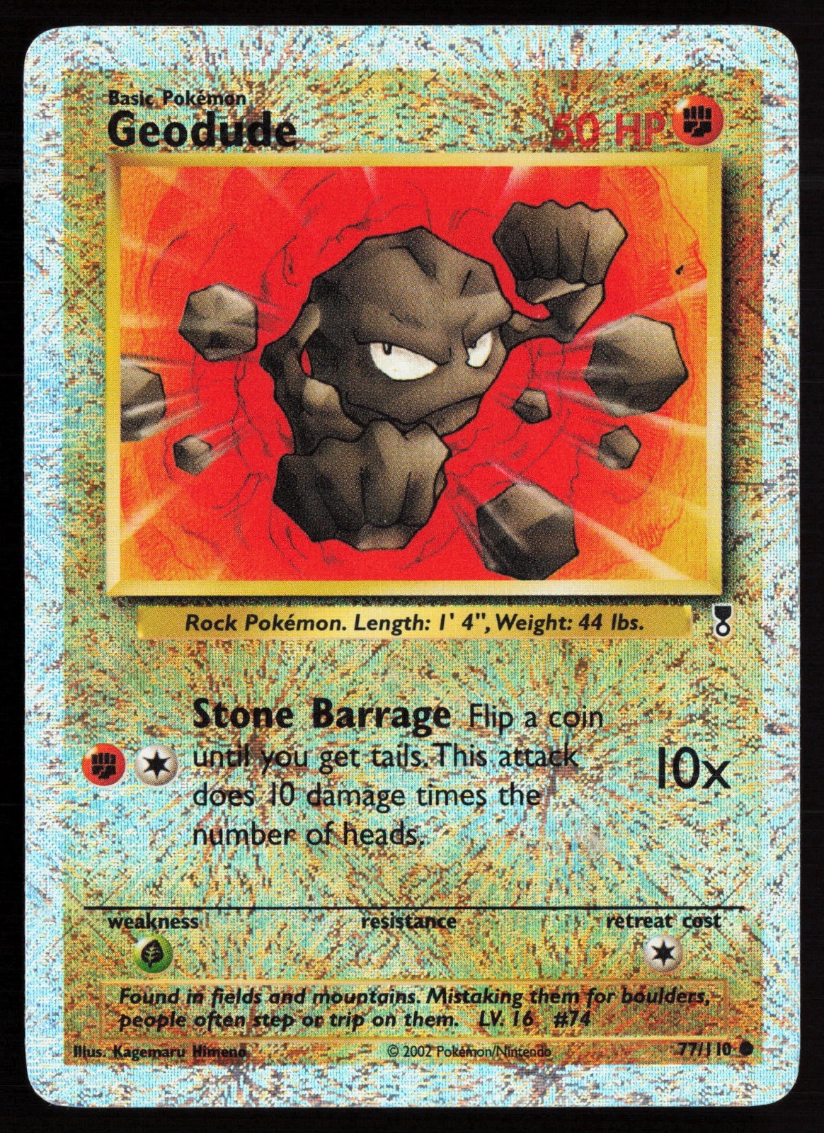 2002 Pokemon Legendary Collection Reverse Holo Foil /110 Geodude #77 NM