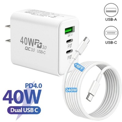 40W Fast Charging USB Type C Charger & Cable For iPhone Samsung Google Motorola 