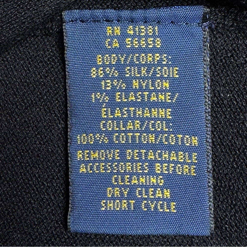 Polo Ralph Lauren Black Silk Peplum Collared Pullover Sweater Size M thumbnail 9