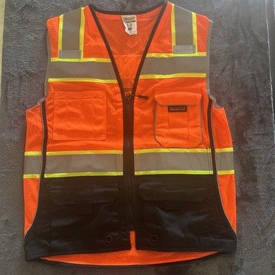 Kishigo Premium Black Series Men's Surveyors Vest M 1516, Class 2 Hi-Vis, Medium