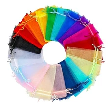 100 Pc Organza Drawstring Gift Wrap Bags for Jewelry,Tea,Marble, 5x7 Inches S...