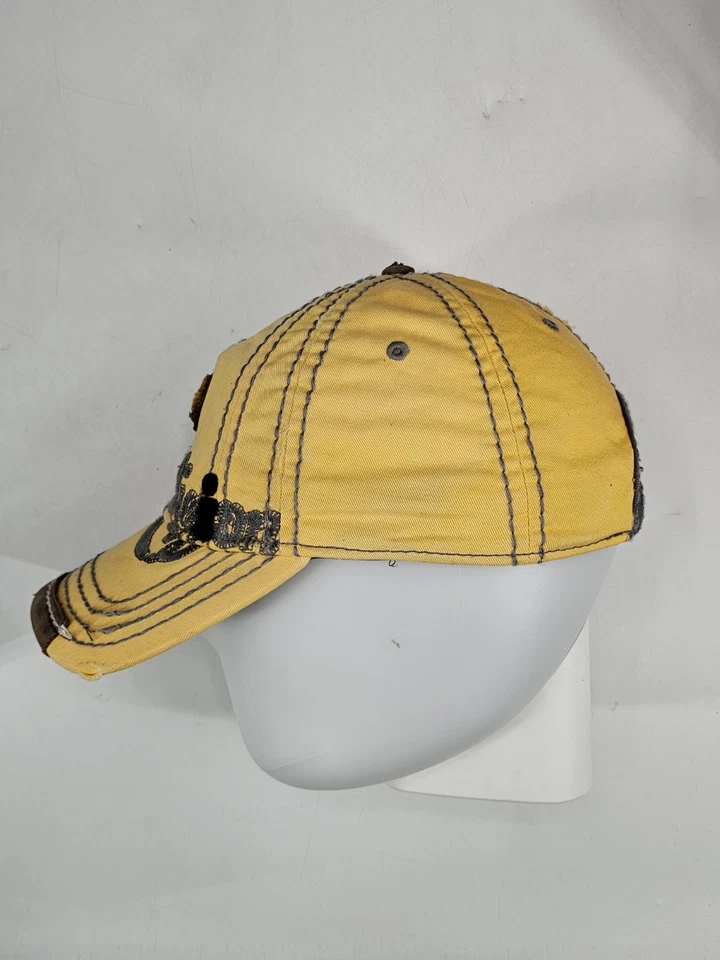 True Religion Hat Cap Strap Yellow  Logo Spell Out Distresed Baseball RARE - Image 4 of 4