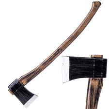 27" Halloween Realistic Plastic Felling Axe Scary Toy Weapon Cosplay Prop Brown