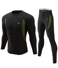 Mens XL Thermal Long Johns Set - Base Layer Winter Hunting Gear, Black