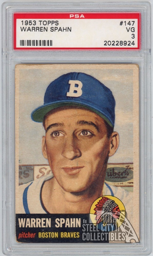 Warren Spahn 1953 Topps Card #147 PSA 3 VG